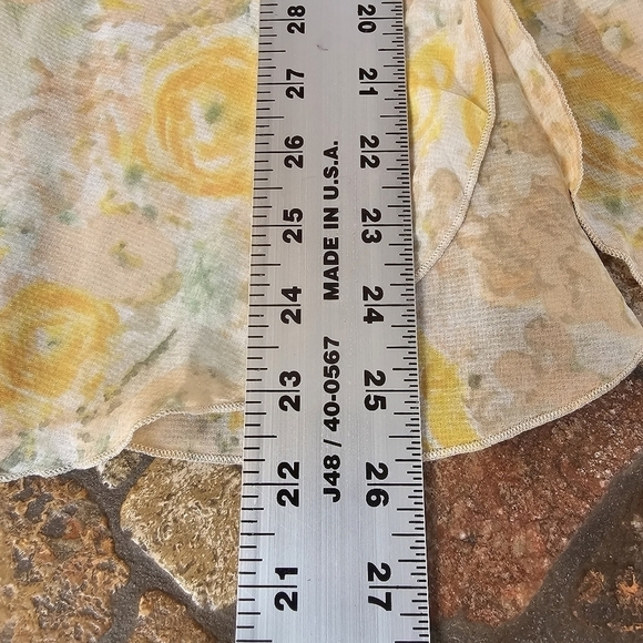 Free People Intimately Sheer Floral Top with Lace Trim and Tulip Hem, Size Med - Picture 13 of 13